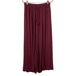 Roxy Pants Womens XS Burgundy‎ Red Wide Leg Gauze Beach Coastal Boho Hippie